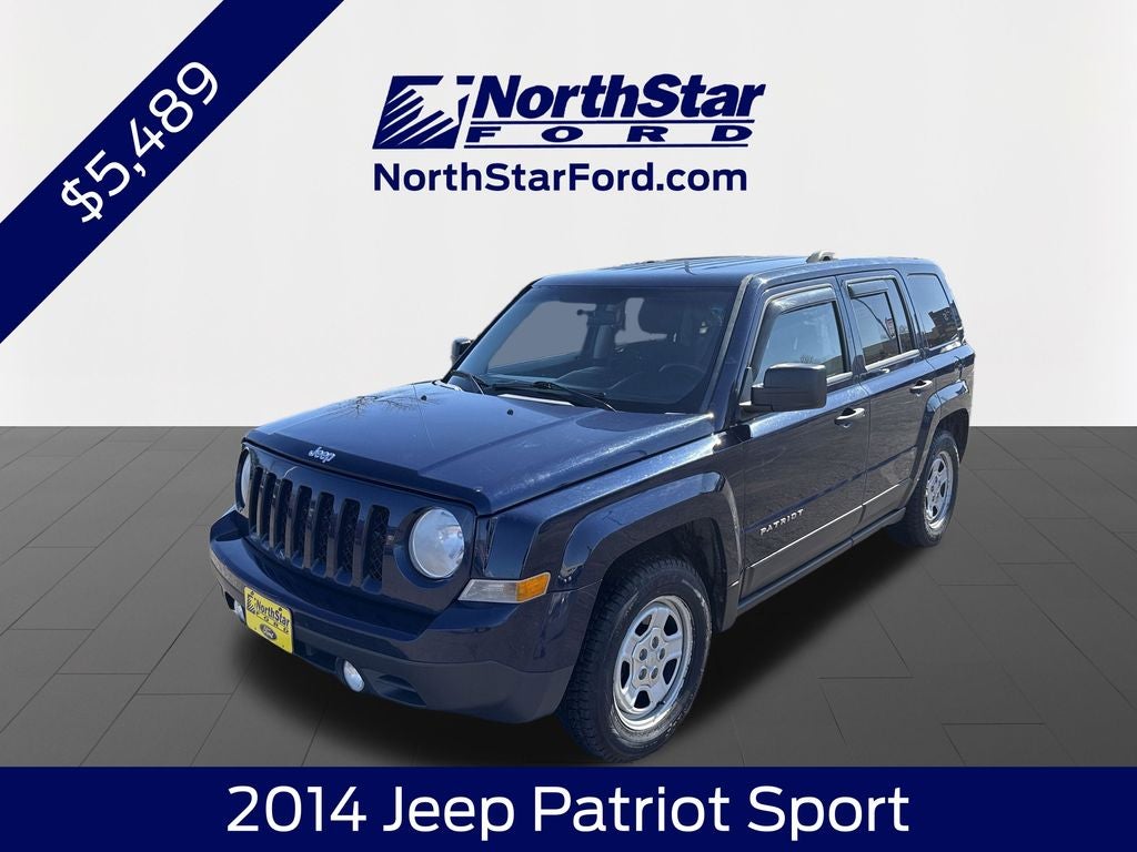 2014 Jeep Patriot Sport in True Blue Pearlcoat — front three-quarter view