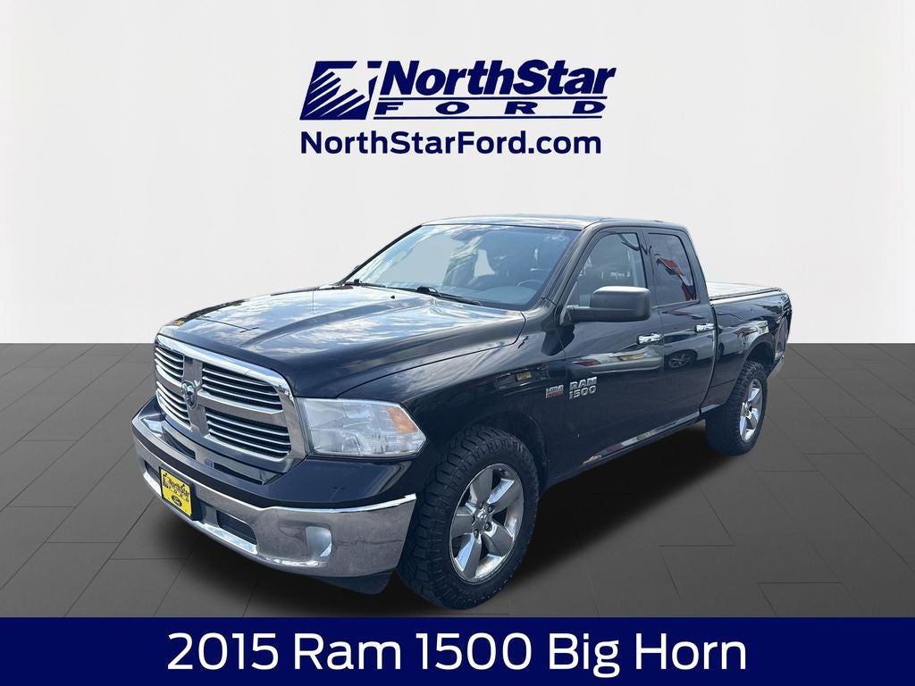 2015 RAM 1500 Big Horn in Black Clearcoat — front three-quarter view