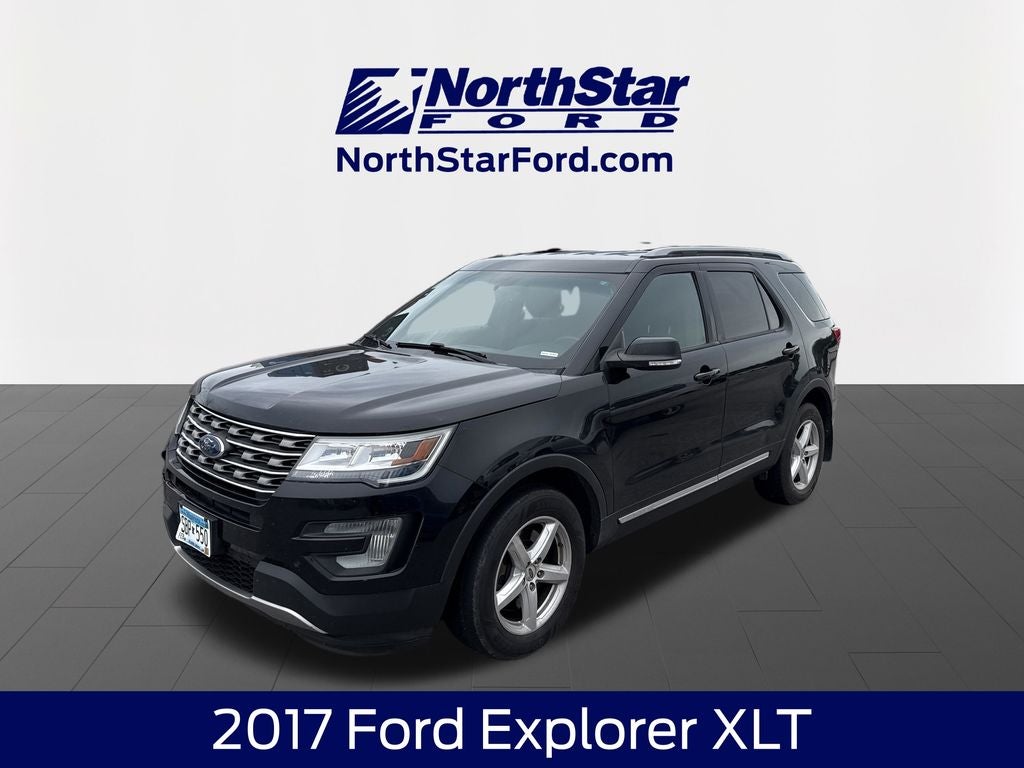 2017 Ford Explorer XLT in Shadow Black — front three-quarter view