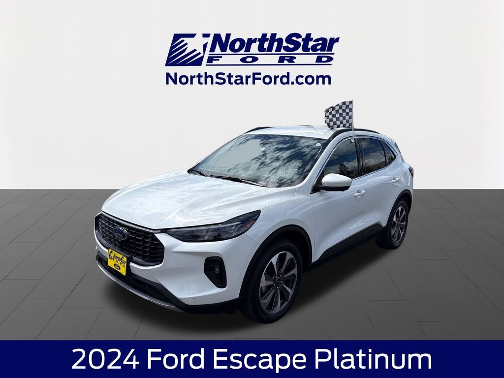 2024 Ford Escape Platinum in White — front three-quarter view