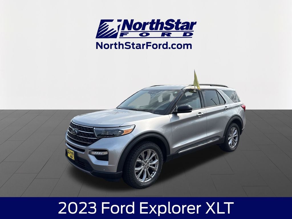 2023 Ford Explorer XLT in Silver Metallic — front three-quarter view