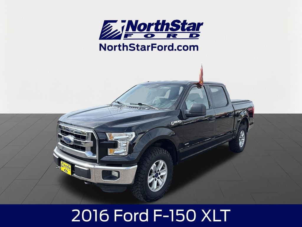 2016 Ford F-150 XLT in Shadow Black — front three-quarter view